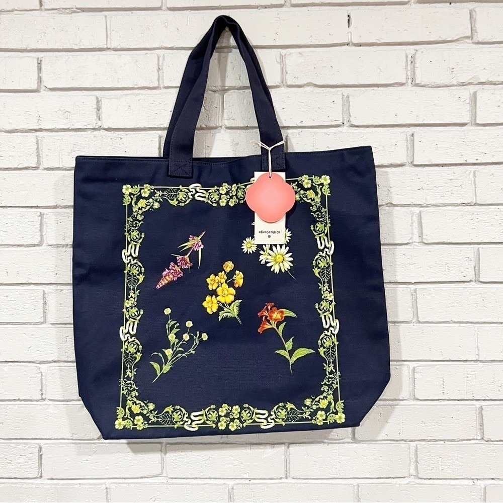 Agua Bendita x Target Navy Blue Floral Botanical Canvas Tote‎ Bag - Picture 8 of 8